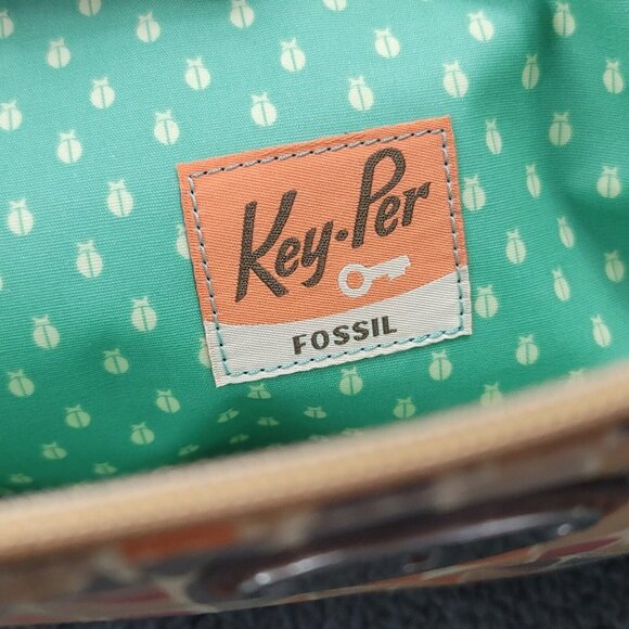 Fossil Key Per Tablet‎ Case Beige Orange Abstract Coated Canvas Zip iPad Wallet - Picture 13 of 15